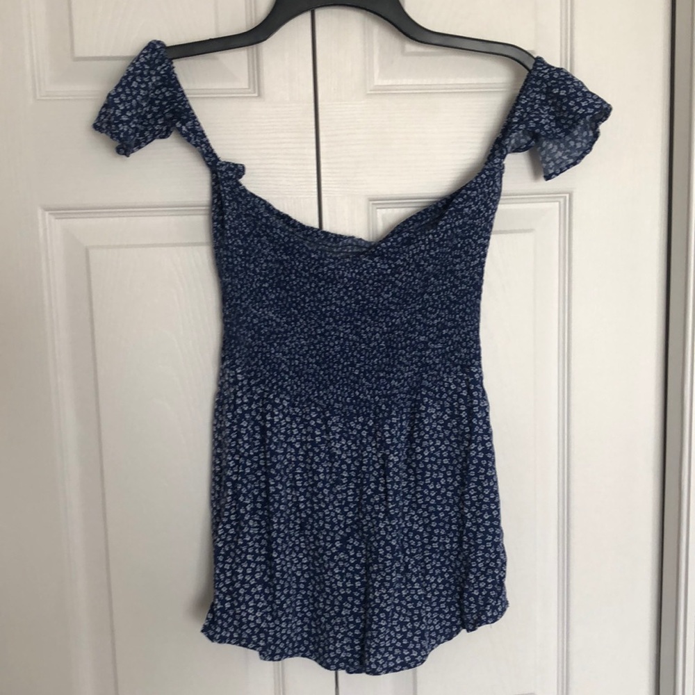 Blue floral blouse